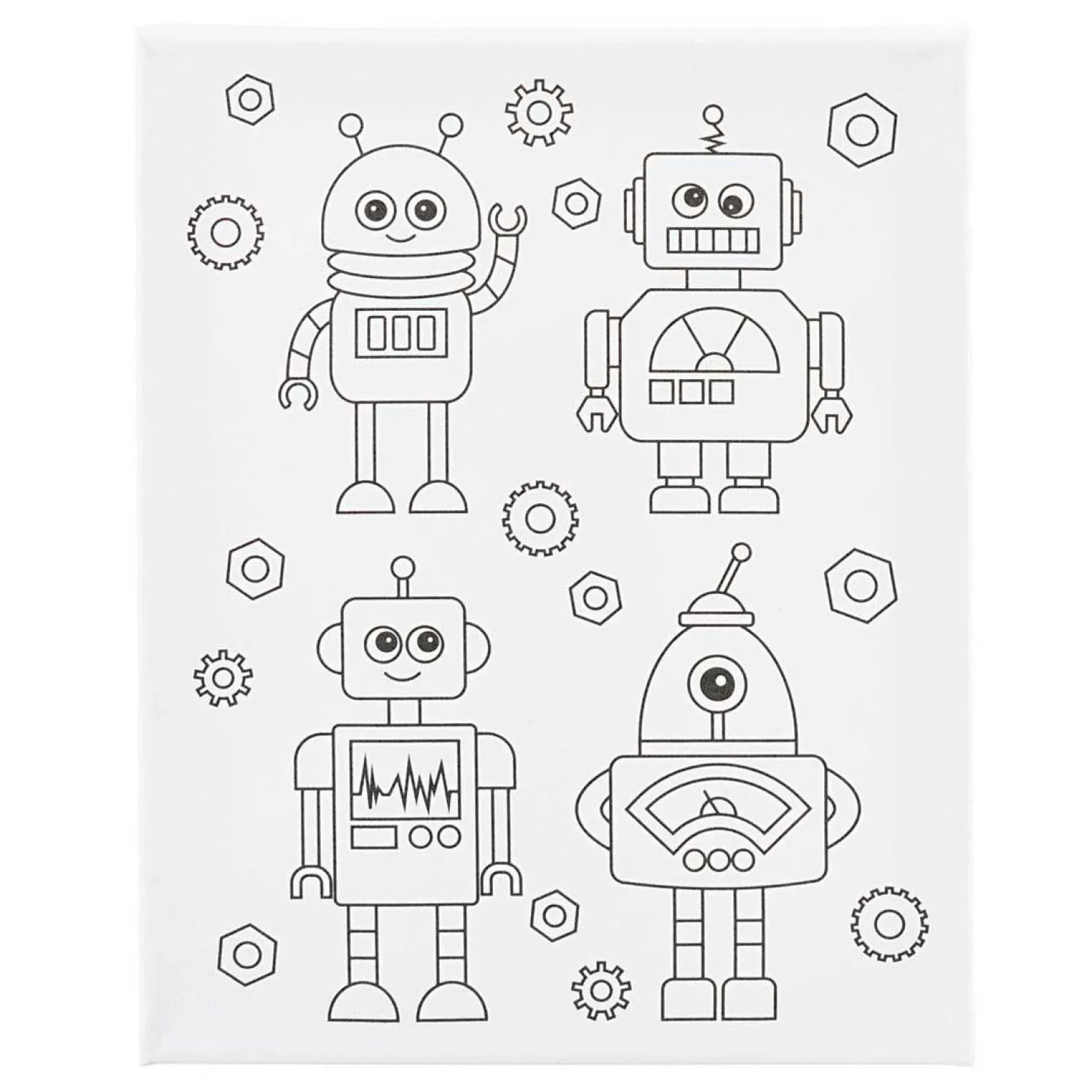 Schildercanvas met Print Robots - 24x30cm-Creativ Company New