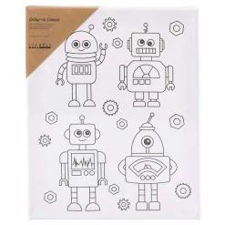 Schildercanvas met Print Robots - 24x30cm-Creativ Company New