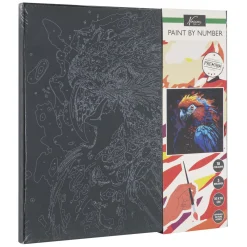 Schilderen op Nummer Black Papegaai, 30x30cm>Creative Craft Group Outlet