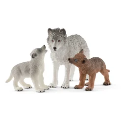 WILD LIFE Wolvin met Wolvenwelpen 42472-Schleich Hot