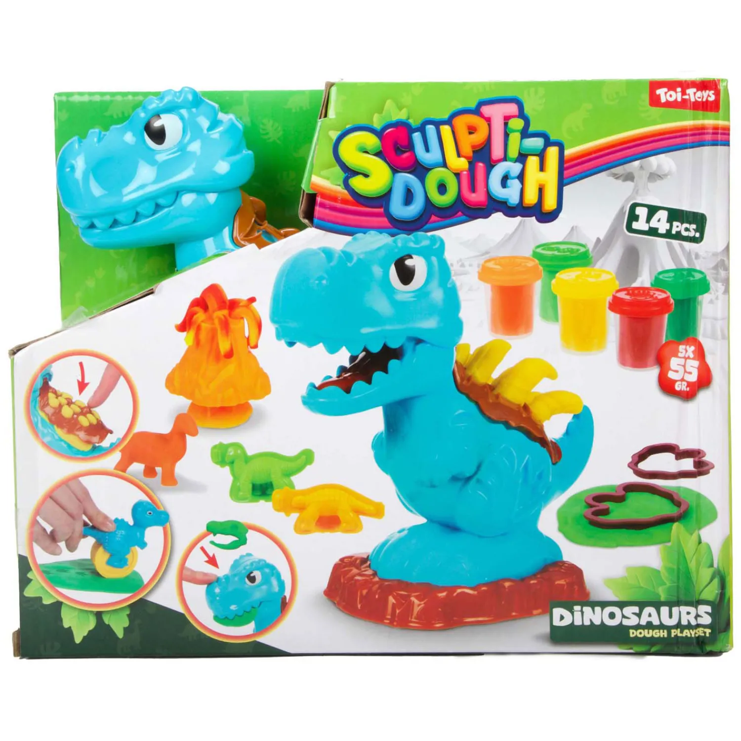 Toi-Toys Sculptidough Kleiset Dino - 5 Kleipotjes Hot