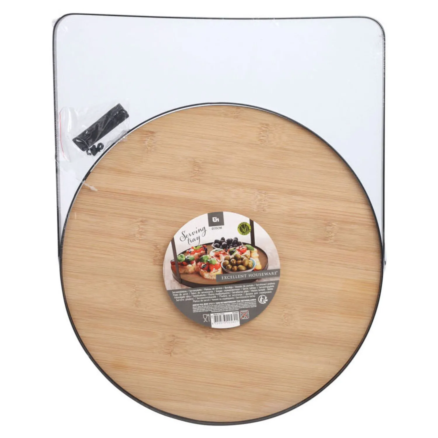 Serveerplateau Bamboe/Metaal, 35cm>