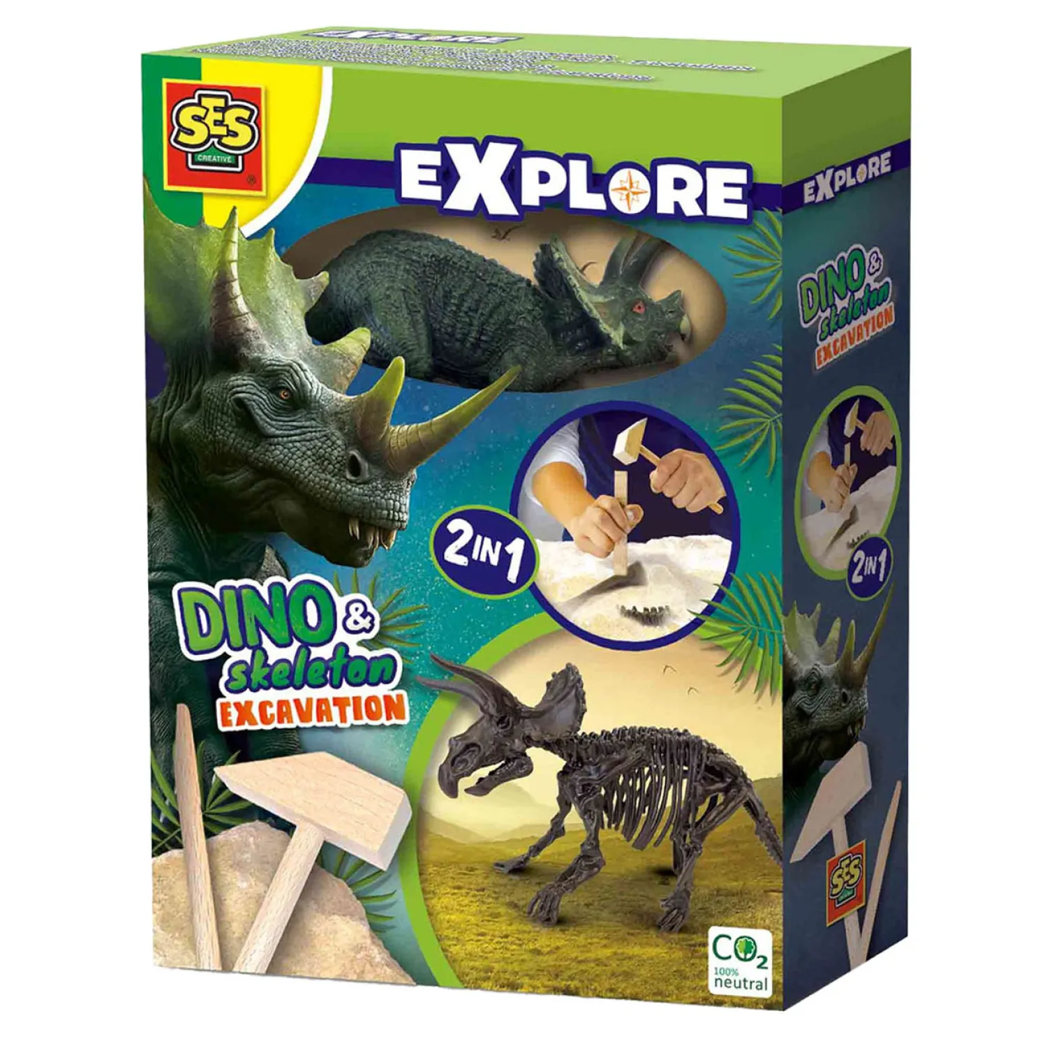 SES Explore Dino en Skelet Opgraven 2in1 - Triceratops New