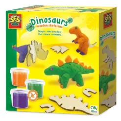 Klei Dinosaurus Houten Skeletten - 3 Kleipotjes-SES