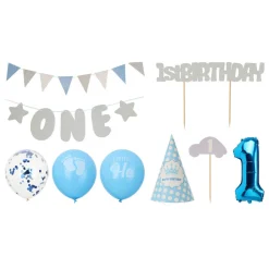 Set Feestversiering 1e Verjaardag - Blauw/Jongen, 9dlg.> Hot