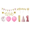 Set Feestversiering 1e Verjaardag - Roze/Meisje, 9dlg. Hot