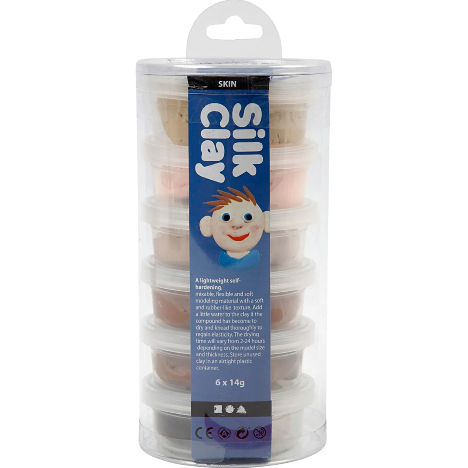Silk Clay, Huidskleur, 6dlg.-Creativ Company