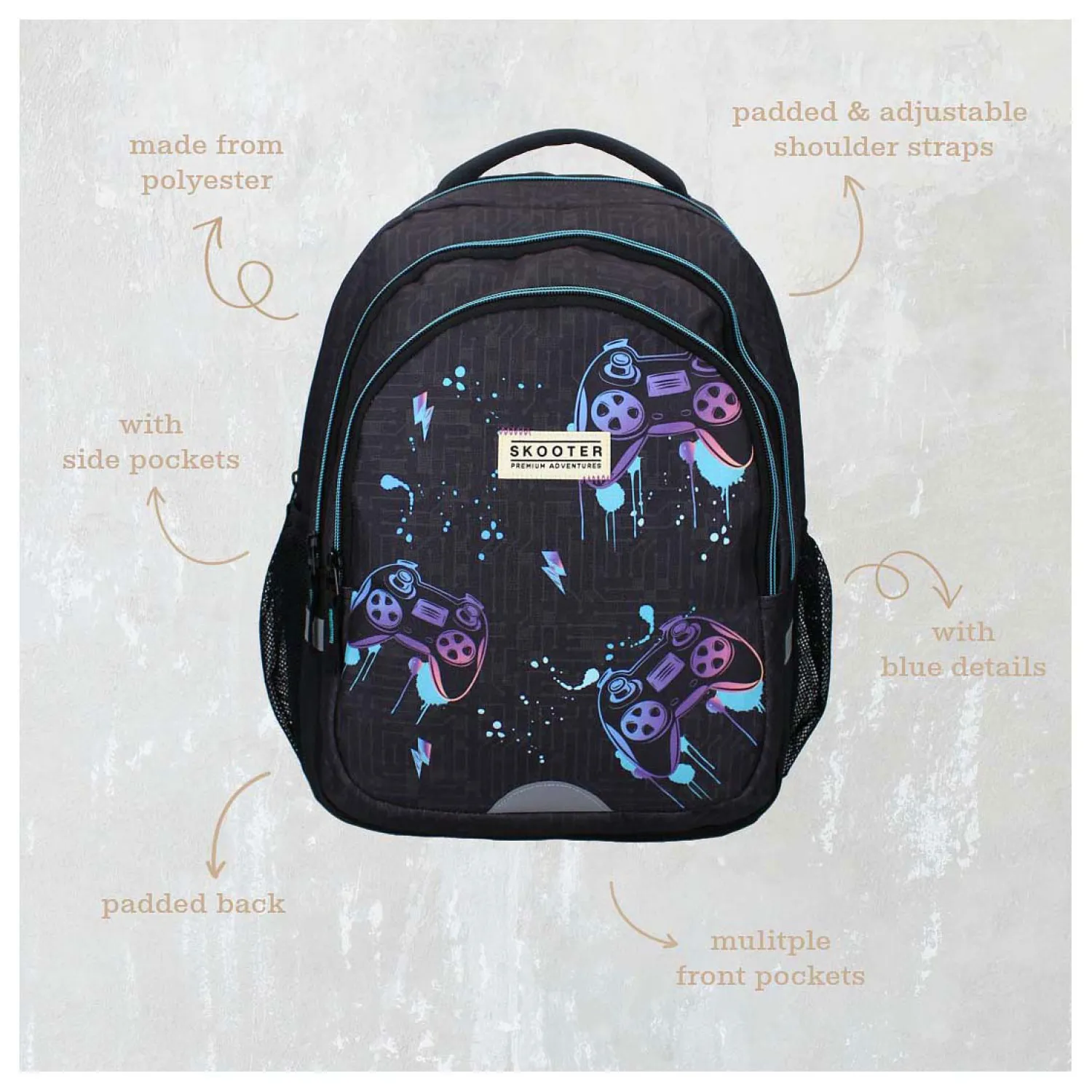 Skooter Rugzak Game Face On Gameprint-Vadobag Discount