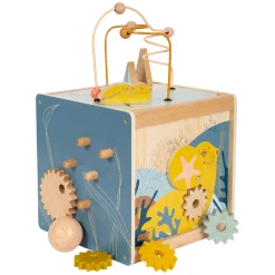 Small Foot - Houten Activiteitenkubus met Motoriekspiraal Zeekust Online