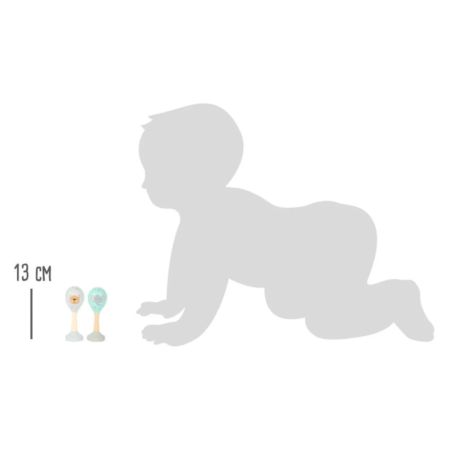 Small Foot - Houten Baby Rammelaar Maracas Dier, Set van 2 New
