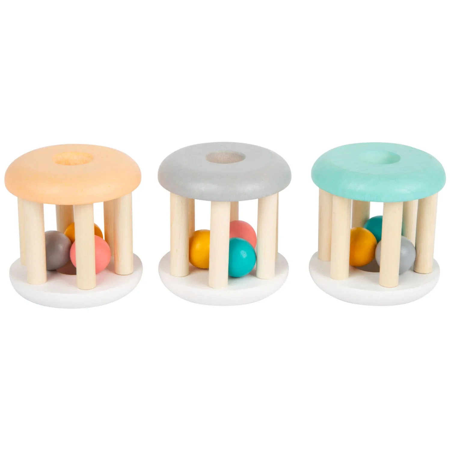 Small Foot - Houten Baby Ratel Pastel, 3st.