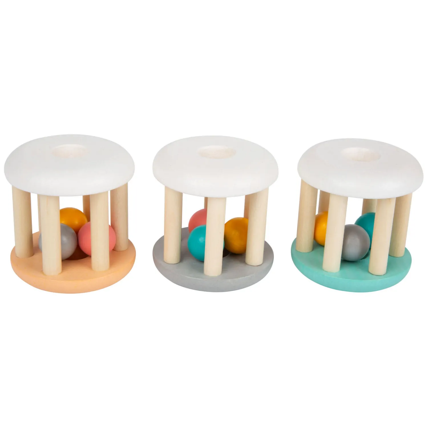 Small Foot - Houten Baby Ratel Pastel, 3st.