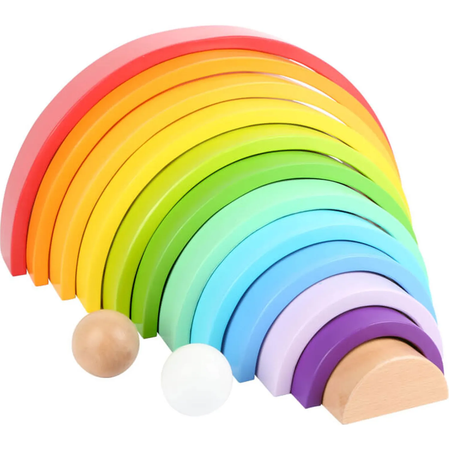 Small Foot - Houten Bouwblokken Regenboog XL, 14dlg. Hot