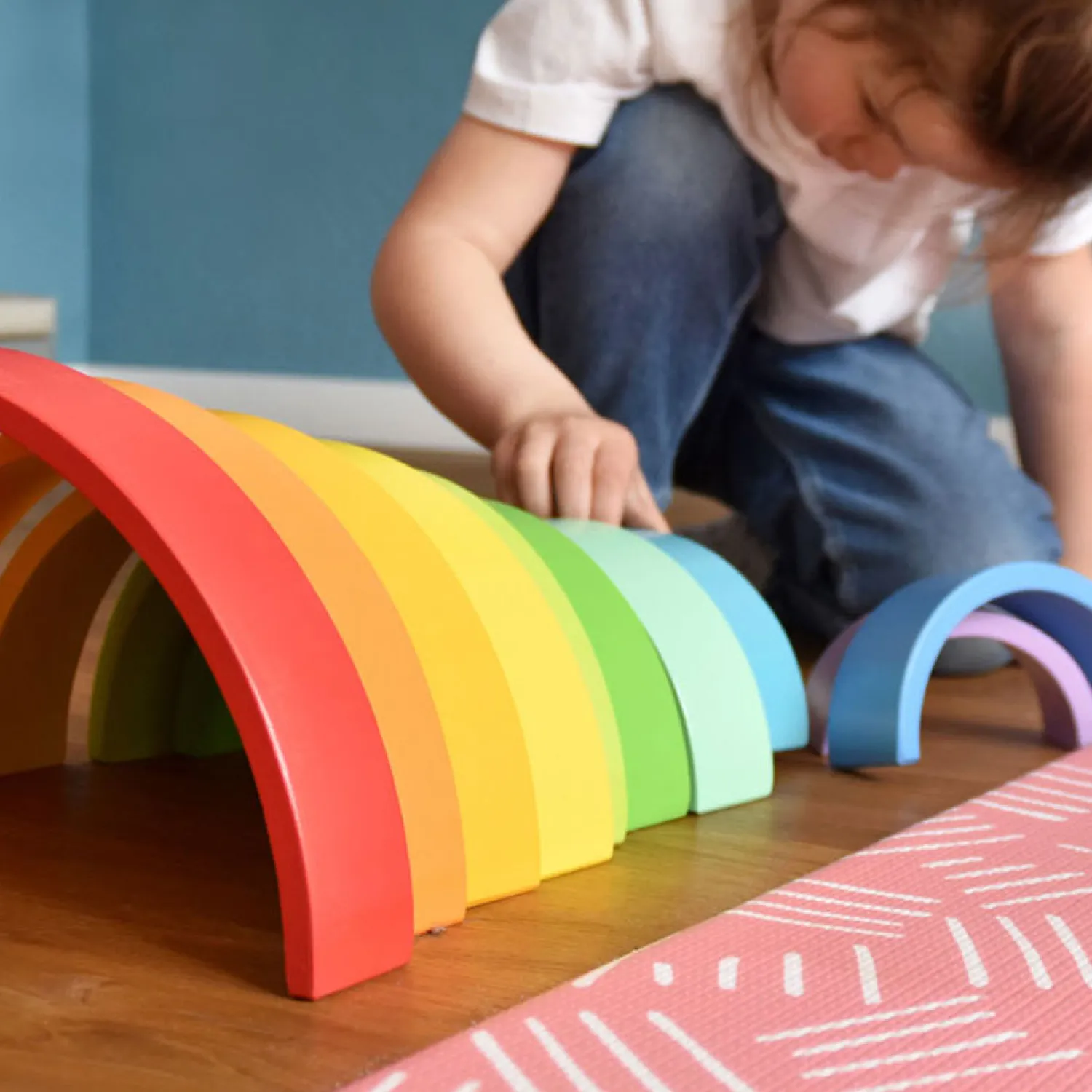 Small Foot - Houten Bouwblokken Regenboog XL, 14dlg. Hot