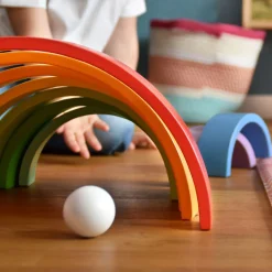 Small Foot - Houten Bouwblokken Regenboog XL, 14dlg. Hot