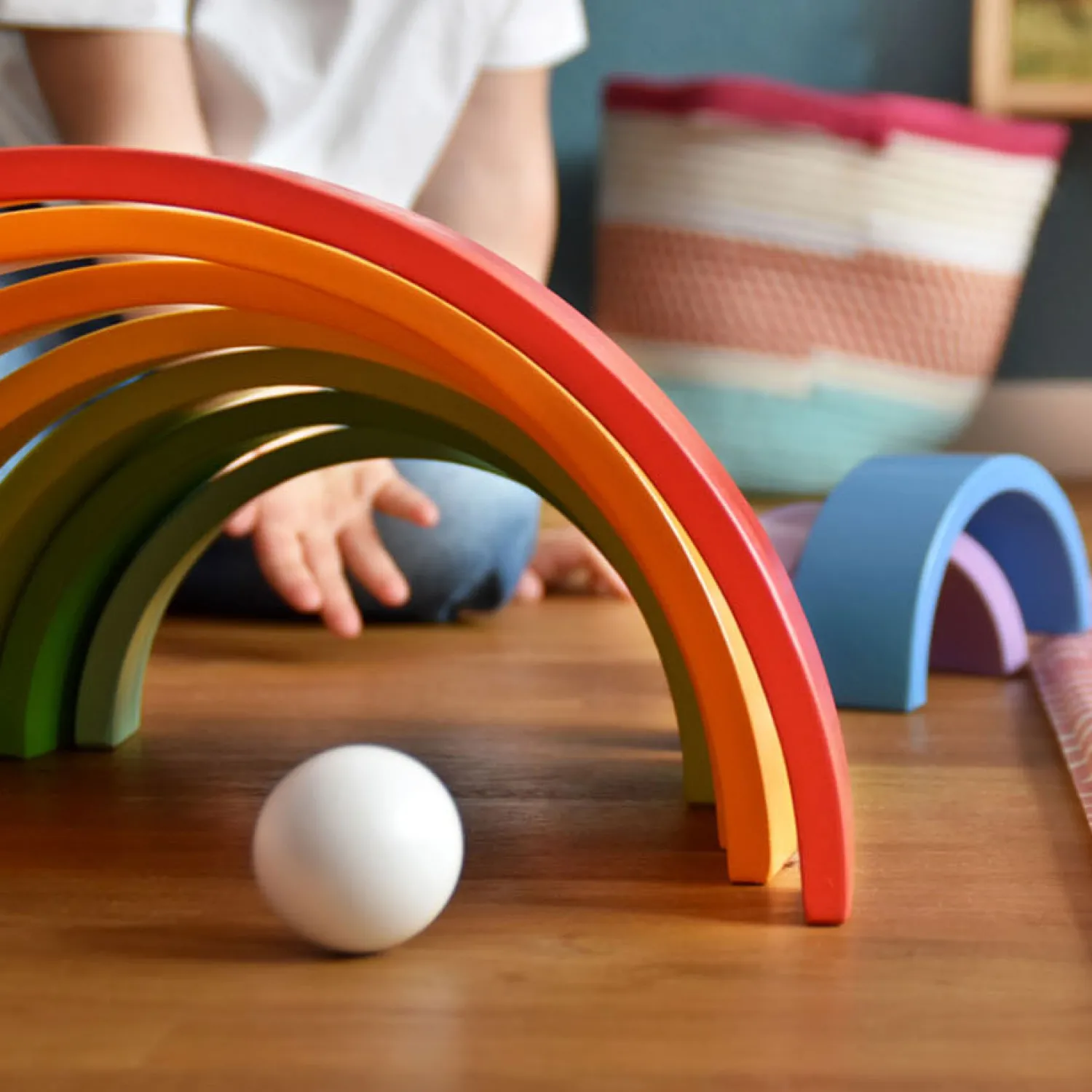 Small Foot - Houten Bouwblokken Regenboog XL, 14dlg. Hot