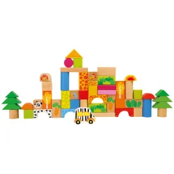 - Houten Bouwblokken Dierentuin in Vormenstoof Emmer, 50dlg.-Small Foot Best