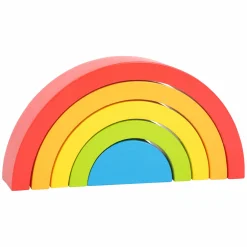 Small Foot - Houten Bouwblokken Regenboog, 5dlg. Clearance