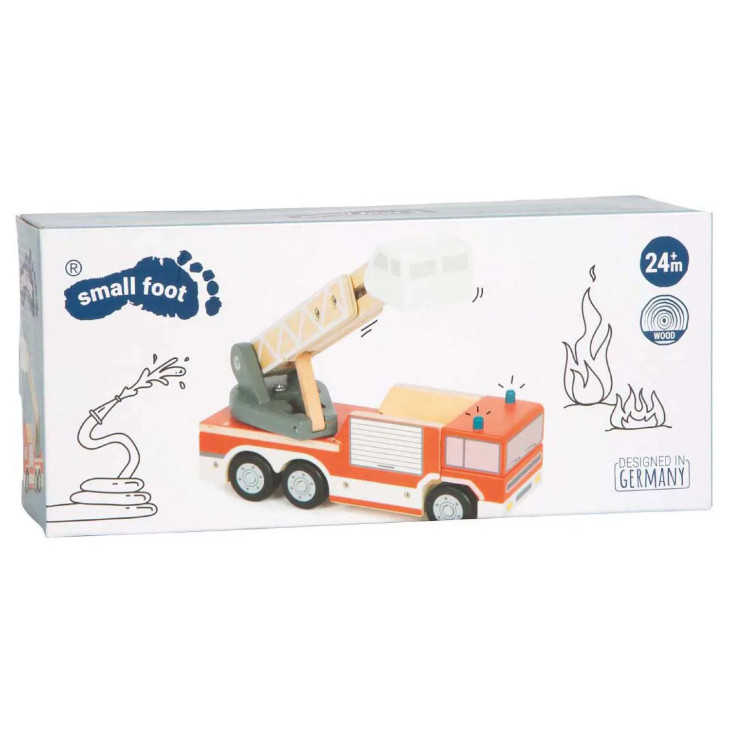 Small Foot - Houten Brandweerwagen met Roterende Ladder Hot