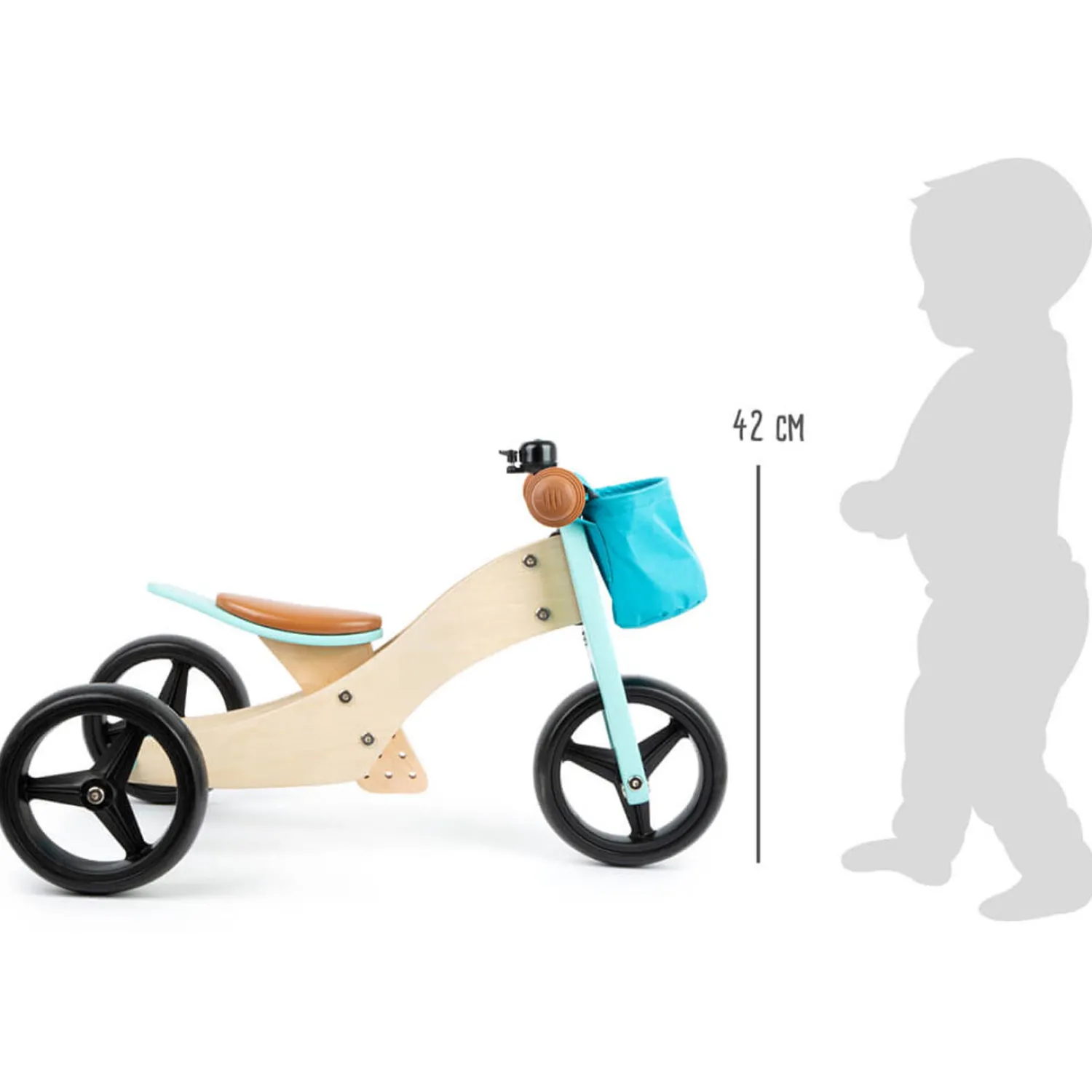 - Houten Driewieler en Loopfiets 2in1 Turquoise>Small Foot Sale