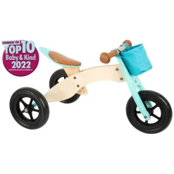- Houten Driewieler en Loopfiets 2in1 Maxi Turquoise-Small Foot Outlet