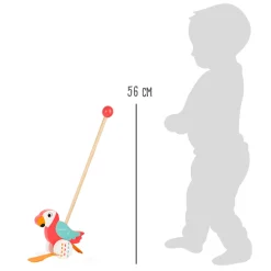 - Houten Duwfiguur Papegaai Lori met Stok><noscript><img width=