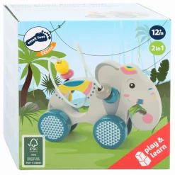 Small Foot - Houten Duwfiguur Olifant met Motoriekspiraal