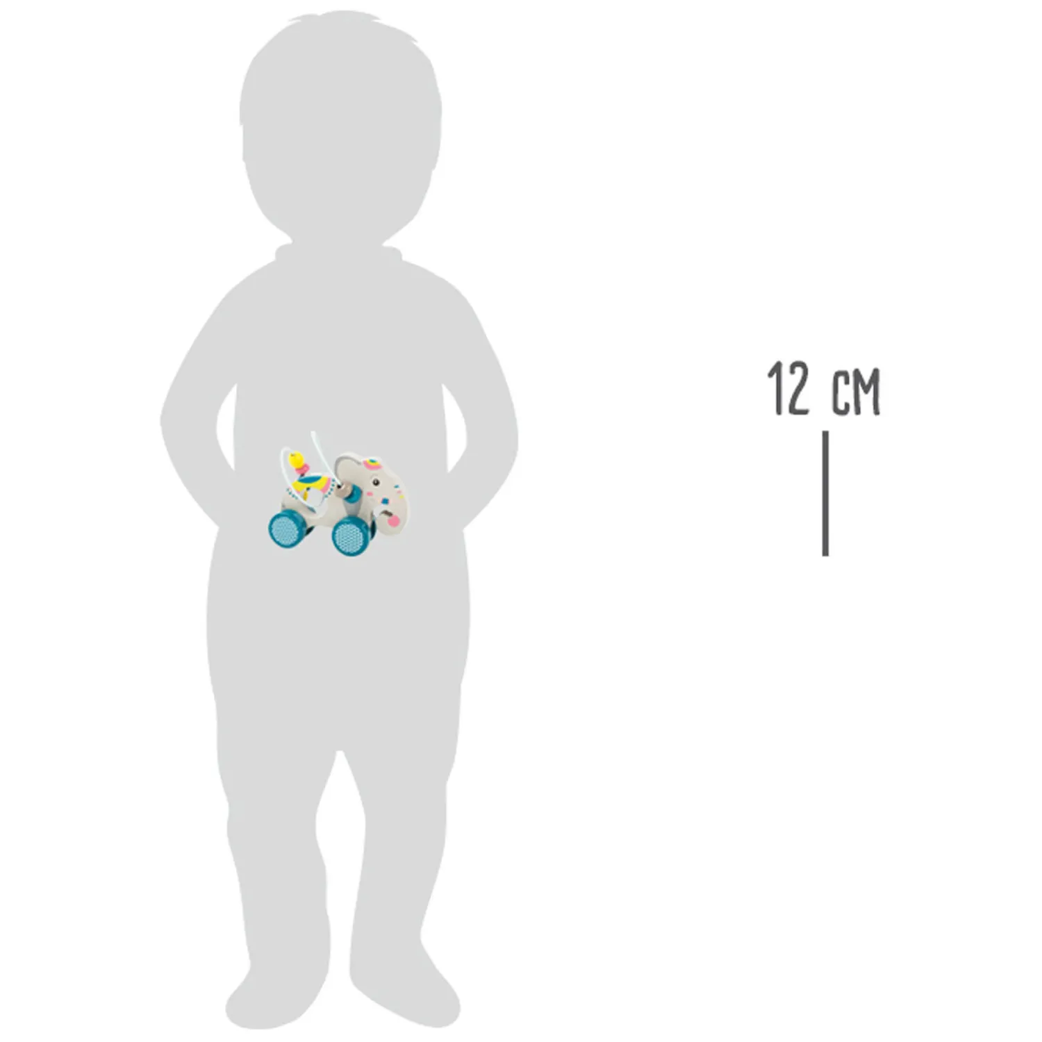 Small Foot - Houten Duwfiguur Olifant met Motoriekspiraal