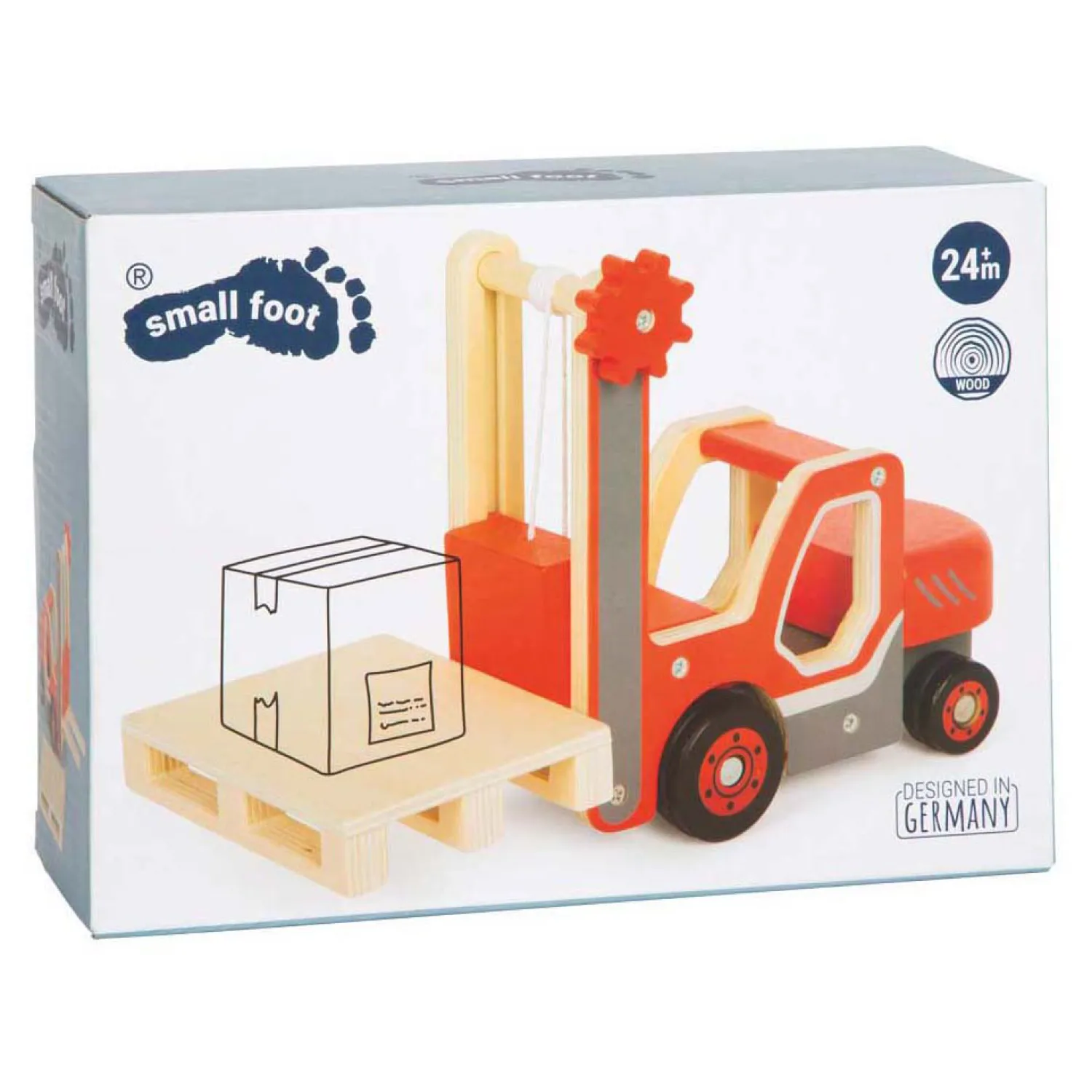 - Houten Heftruck met Pallet-Small Foot Clearance