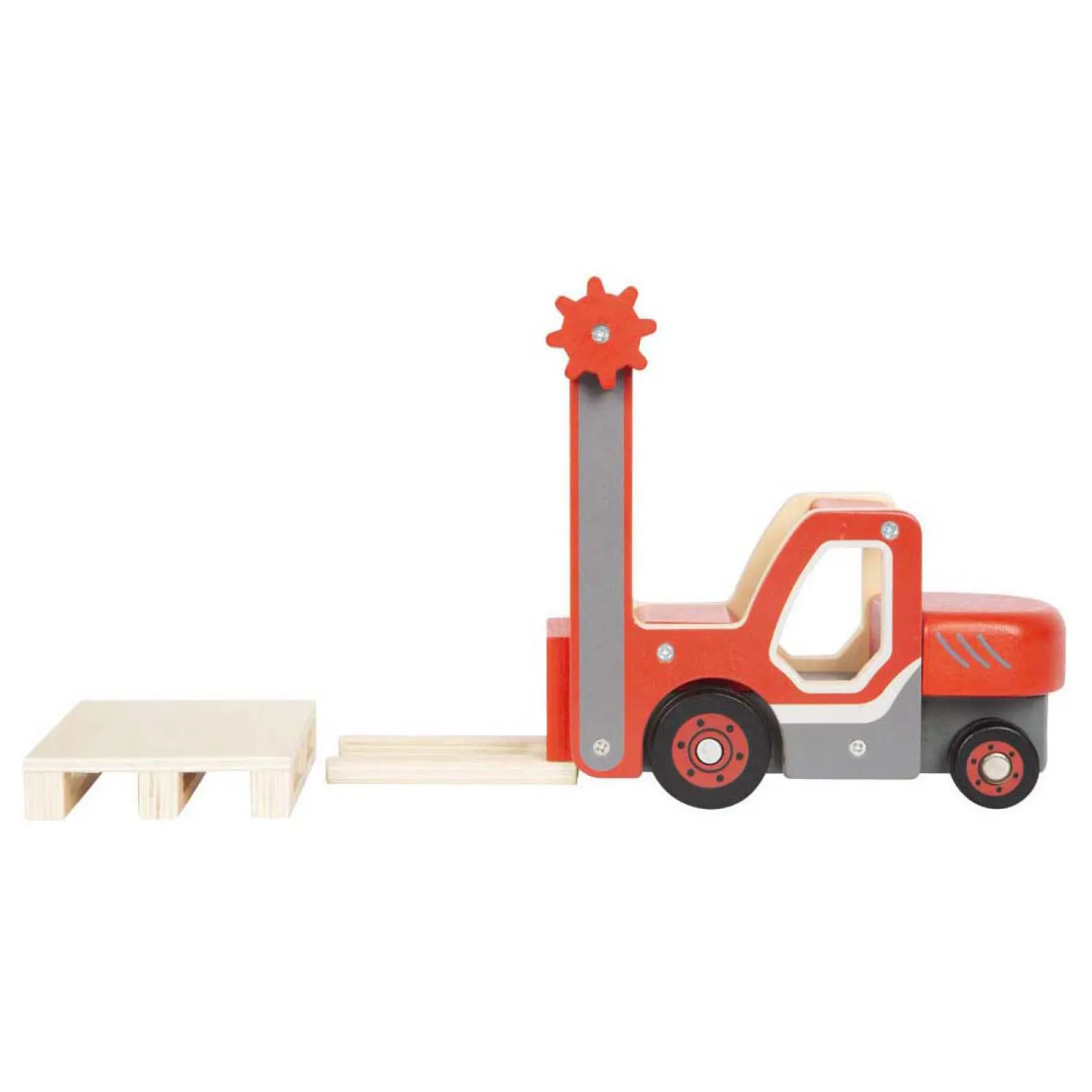 - Houten Heftruck met Pallet-Small Foot Clearance