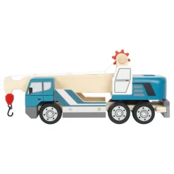 Small Foot -  Houten Kraanwagen Blauw met Pallet Online