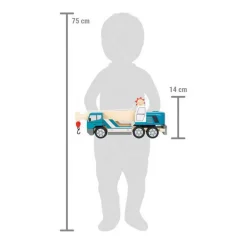 Small Foot -  Houten Kraanwagen Blauw met Pallet Online