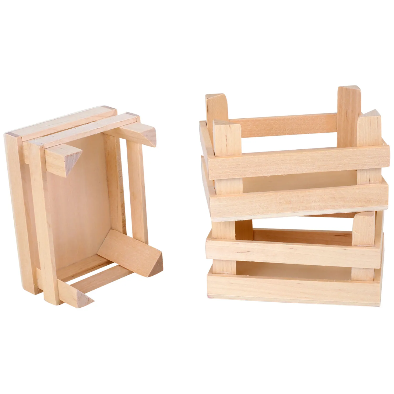 - Houten Kratjes Klein 10x8x5,5cm, Set van 3-Small Foot Outlet