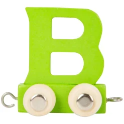 - Houten Lettertrein Groen - B - 12 stuks-Small Foot Outlet