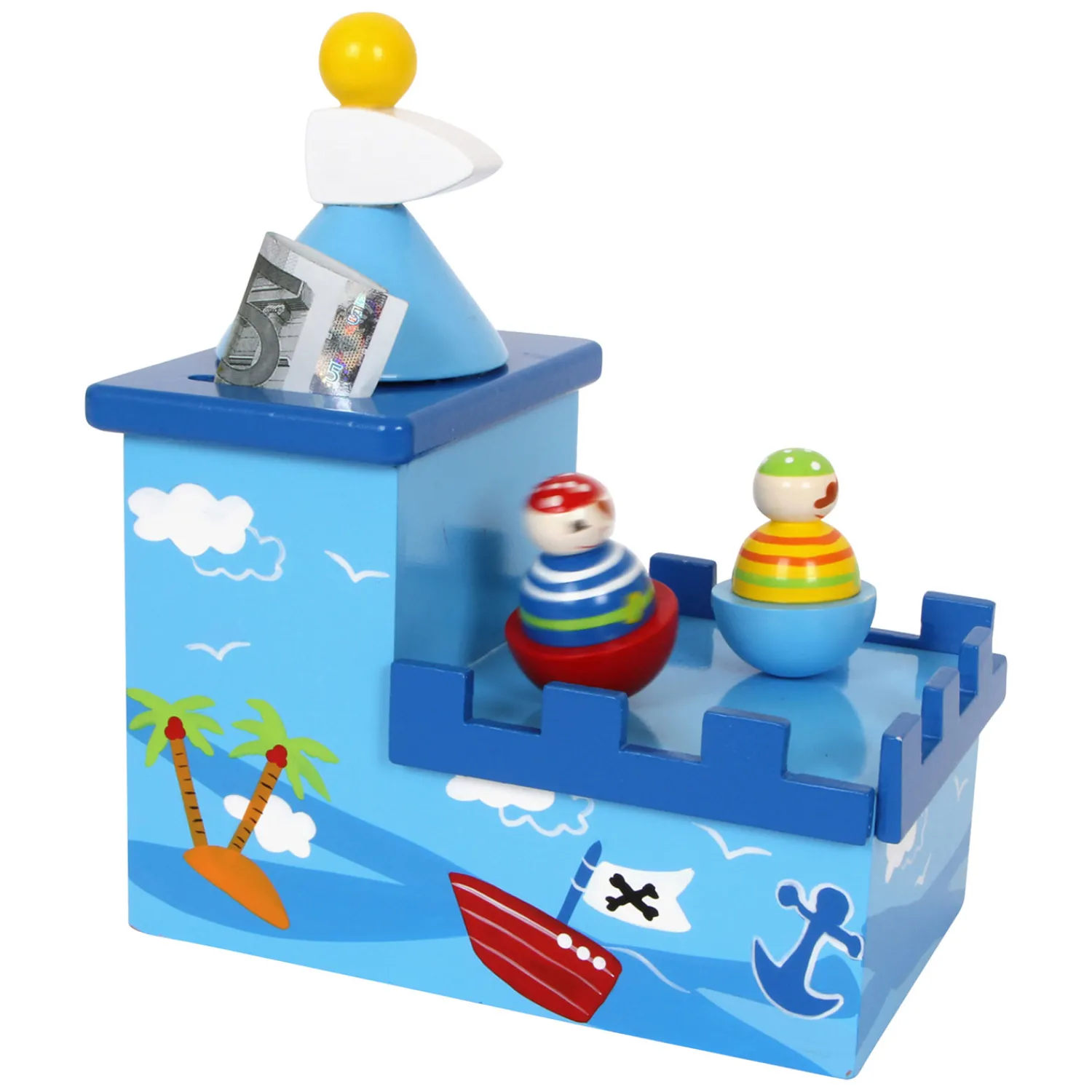 Small Foot - Houten Muziekdoos en Spaarpot Piraat- Hot