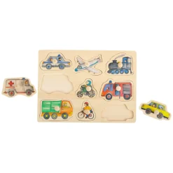 - Houten Noppenpuzzel Stadsvoertuigen, 9st.>Small Foot Hot
