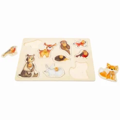 - Houten Noppenpuzzel Bosdieren, 9st.-Small Foot Hot