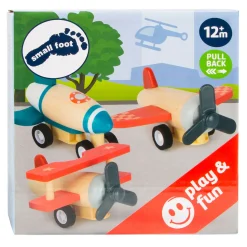 - Houten Pull-back Vliegtuigen, Set van 3-Small Foot Hot