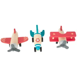 - Houten Pull-back Vliegtuigen, Set van 3-Small Foot Hot