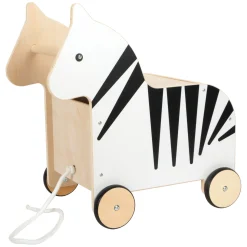 - Houten Speelgoedbox en Trekfiguur Zebra Wildlife><noscript><img width=