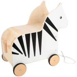 - Houten Speelgoedbox en Trekfiguur Zebra Wildlife><noscript><img width=