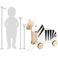 - Houten Speelgoedbox en Trekfiguur Zebra Wildlife><noscript><img width=