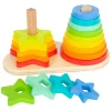 Small Foot - Houten Stapeltoren Regenboog  Cirkel en Ster, 19dlg. Best