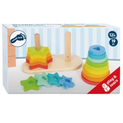 Small Foot - Houten Stapeltoren Regenboog  Cirkel en Ster, 19dlg. Best