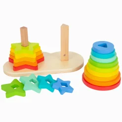 Small Foot - Houten Stapeltoren Regenboog  Cirkel en Ster, 19dlg. Best