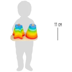 Small Foot - Houten Stapeltoren Regenboog  Cirkel en Ster, 19dlg. Best