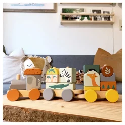 - Houten Stapelblokken Trein Safari, 16dlg.-Small Foot Best