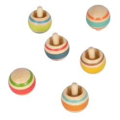 Small Foot - Houten Tollen Gestreept, Set van 6 Clearance