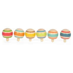 Small Foot - Houten Tollen Gestreept, Set van 6 Clearance