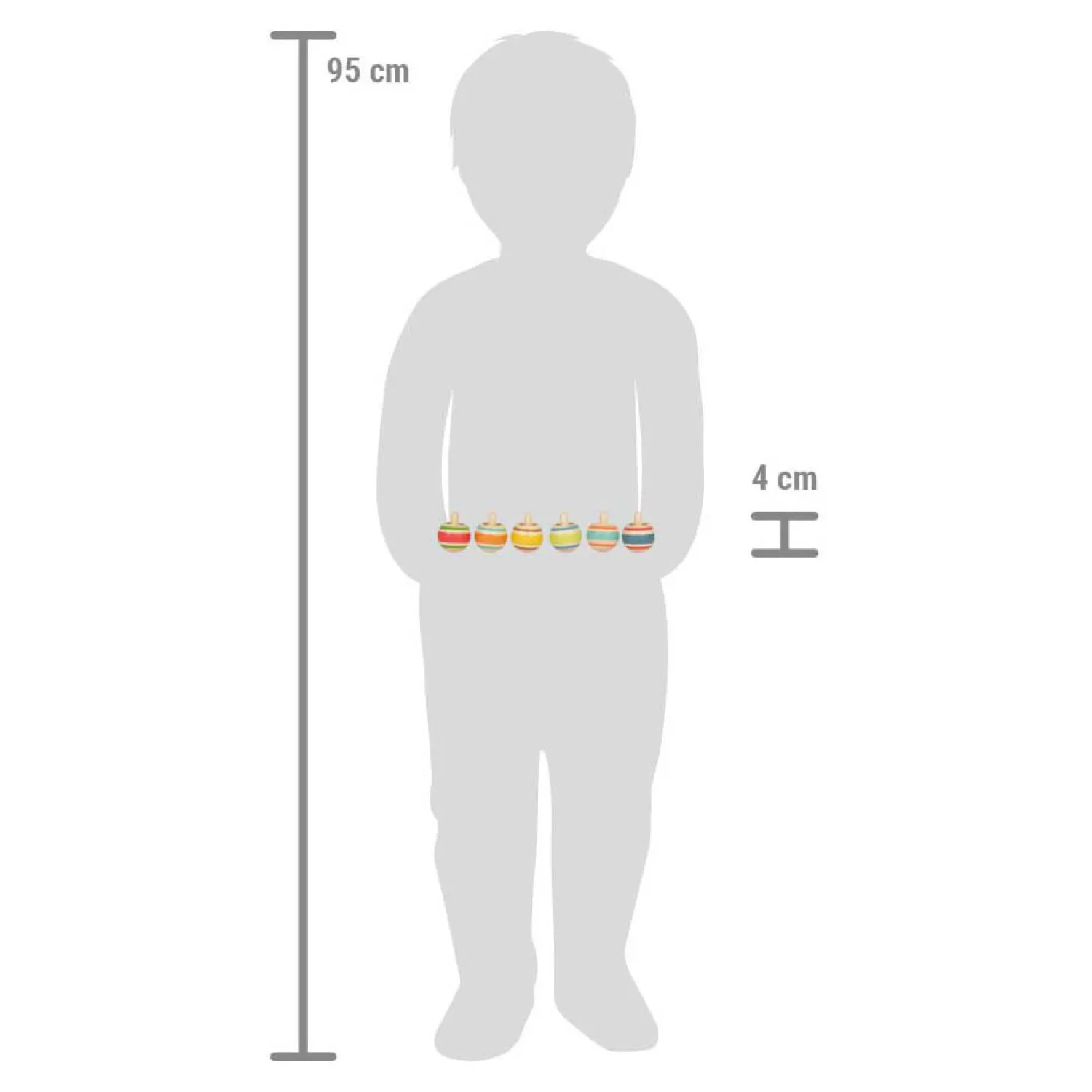 Small Foot - Houten Tollen Gestreept, Set van 6 Clearance